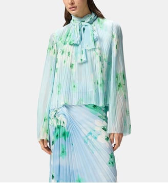 Blouse légère en crépon plissé à fleurs - Pinko - Multi bleu bleu et blanc