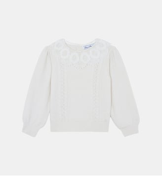 Pull -  laine col dentelle - Tartine Et Chocolat - Écru
