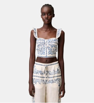 Top lin bustier volants - Claudie Pierlot - Print clair