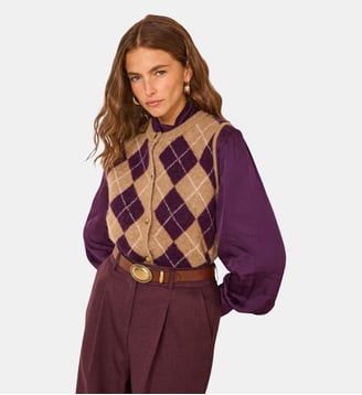 Gilet Jacquard En Alpaga Mélangé Adelys - Maison 123 - Taupe clair