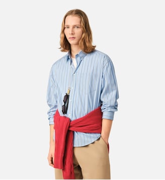 Chemise boxy en coton Ami de Coeur embossé - AMI Paris - Bleu cachemire et ivoire