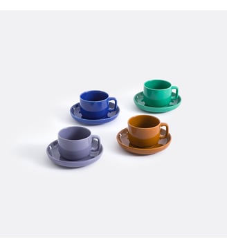 Lot de 4 tasses et sous-tasses en grès - La Redoute Interieurs - Multicolore
