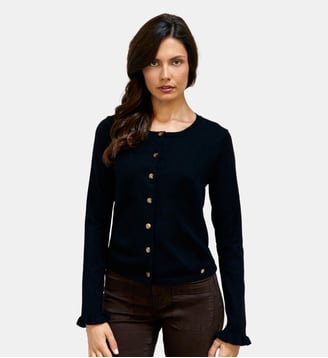 Gilet col rond uni MONET - La Petite Etoile - Noir