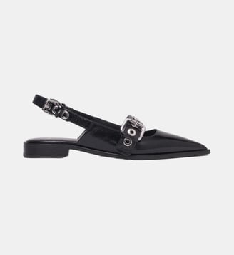 Slingbacks plates en cuir à bride - Maje - Noir