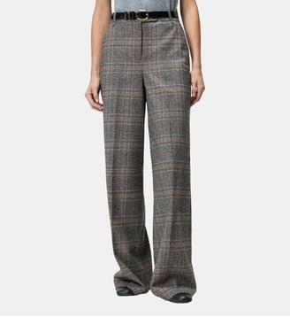 Pantalon large à carreaux - Pinko - Beige et gris