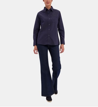 Chemise Maureen en coton marine à motifs - Ines de la Fressange Paris - Bleu marine