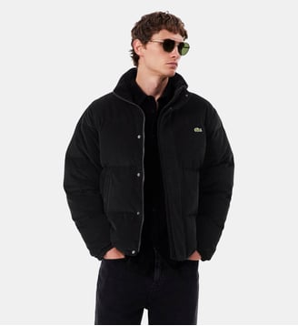 Doudoune velours côtelé duvet - Lacoste - Noir