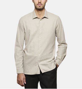 Chemise en flanelle beige coupe cintrée - Atelier Privé - Beige
