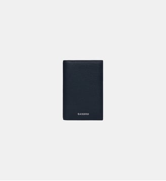 Porte-cartes pliable en cuir grainé - Sandro - Navy
