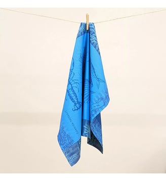 Torchon pur coton - Garnier Thiebaut - Bleu