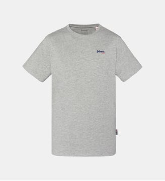 T-shirt droit siglé en coton - Schott - Gris chine