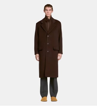 Manteau long en laine et cachemire - Sandro - Chocolat