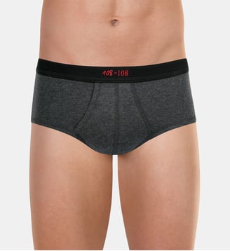 Slip taille haute ouvert pur coton premium - Eminence - Gris foncé