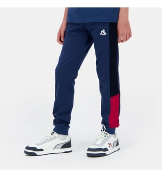 Jogging droit signature en coton mélangé - Le Coq Sportif - Bleu foncé