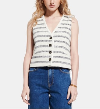 Gilet Georges Rayures - Zapa - Ecrue