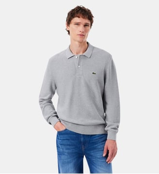 Polo Maille manches longues classic fit - Lacoste - Gris chine