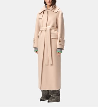 Manteau long ceinturé en drap - Pinko - Beige et gris