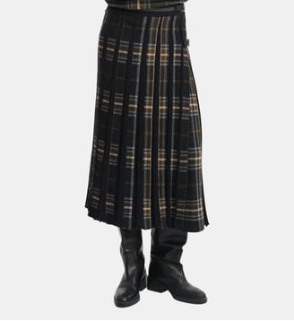 Jupe kilt plissée tartan - Bompard - Charbon et olive