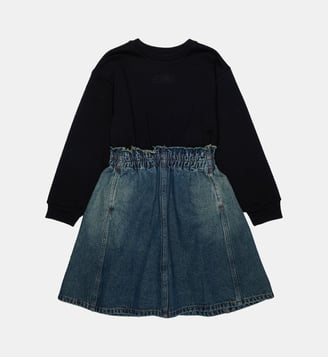 Robe en molleton et denim avec logo - MM6 Maison Margiela - Denim bleu
