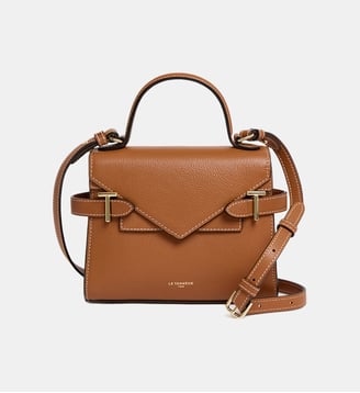 Petit sac à main double rabat Emilie en cuir grainé - Le Tanneur - Camel beige