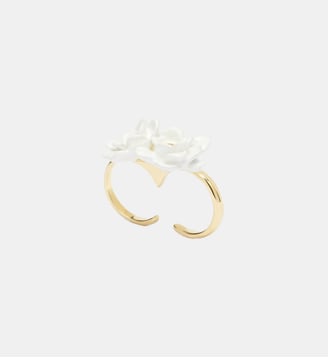 Bague ajustable deux doigts fleurs blanches - Les Néréides - Blanc