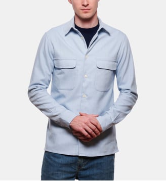 Surchemise laine melange ciel coupe droite - Atelier Privé - Ciel