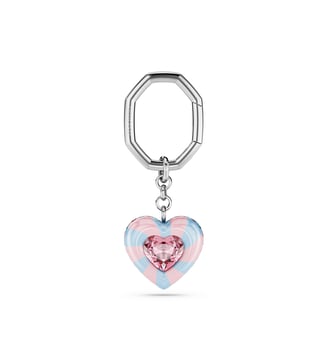 Porte-clés, Taille cœur, Cœur, Métal rhodié - Swarovski - Rose
