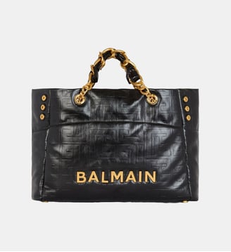 Sac Cabas 1945 Soft en cuir craquelé - Balmain - Black