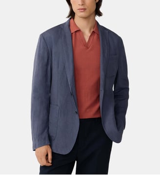 Blazer Léger En Lin - Hackett London - Blue
