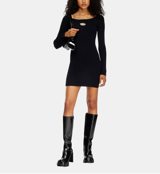 Robe décolletée en maille côtelée - Diesel - Noir