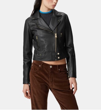 Blouson de motard en cuir nappa - Pinko - Noir