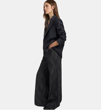 Pantalon 5 poches aoki en denim teint en fil - Momonì - Smoky grey