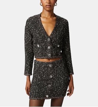 Cardigan court à paillettes et col v - Pinko - Multicolore