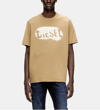 T-shirt en coton léger avec logo délavé - Diesel - Beige