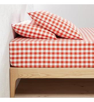 Drap housse en coton, bonnet 30 cm - La Redoute Interieurs - Orange