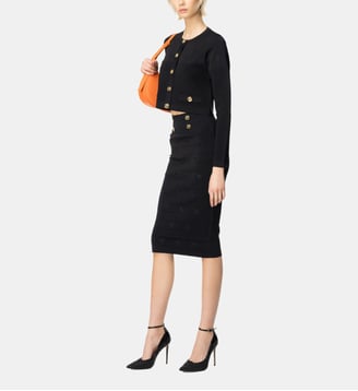 Jupe mi-longue en jacquard love birds - Pinko - Noir