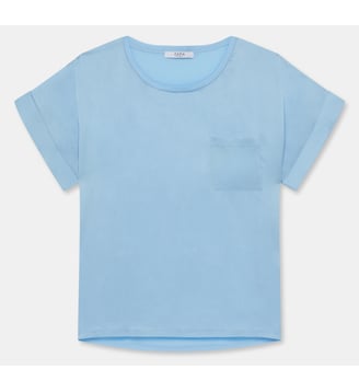 Top Theo Ample uni en coton - Zapa - Bleu ciel