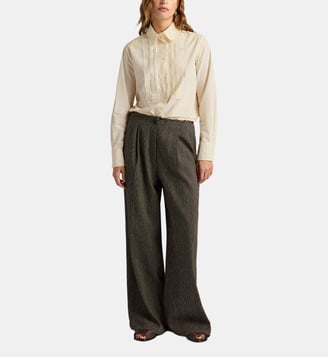 Pantalon sierrao en coton/lin à fines rayures - Momonì - Noir