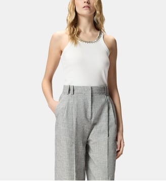 Top côtelé avec broderies bijoux Pinko