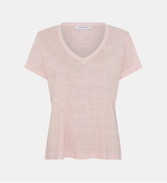 T-shirt V en lin à lurex - MIRANA - Gerard Darel - Rose clair
