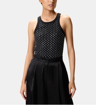 Débardeur clouté à strass - Pinko - Limousine noire