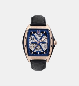 Montre automatique Tonneau Bleu MOW412 - Montignac - Doré rosé