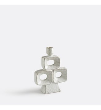 Bougeoir organique en céramique, hauteur 22 cm - La Redoute Interieurs - Gris moucheté