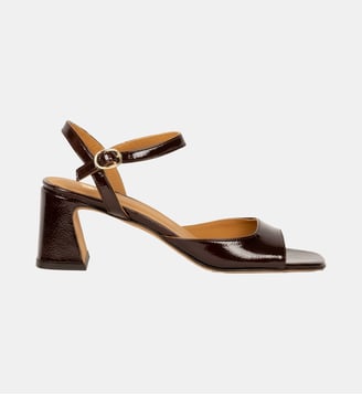 Sandales à Talon Vahina Cuir Verni Froissé - Bobbies - Ganache