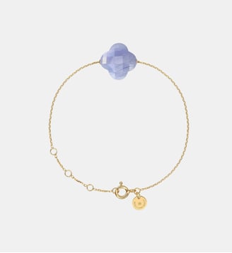 Bracelet, agate bleue dentelle, or jaune - Morganne Bello - Or jaune