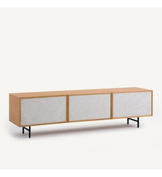Meuble TV enfilade plaqué chêne et tissu Pletenice - AM.PM - Chêne naturel