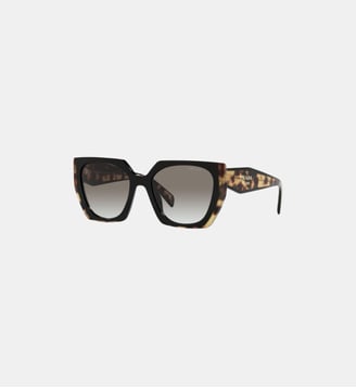 Lunettes de soleil Rectangulaire PR 15WS - Prada - Noir et écaille de tortue moyenne