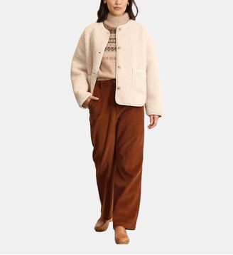 Manteau court manches longues en sherpa BRANDY - Garance Paris - Écru