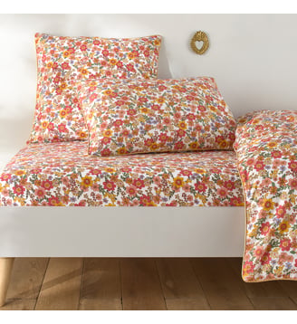 Drap-housse en coton lavé bonnet 25 cm - La Redoute Interieurs - Imprimé fleurs