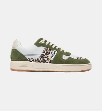 Baskets basses cuir suede CEIBA - Faguo - Kaki et léopard